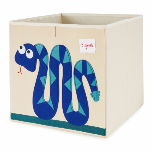 3 Sprouts Storage Bin Box, Blue Snake & Toy Chest Bin for Playroom, Crocodile Perspective: back