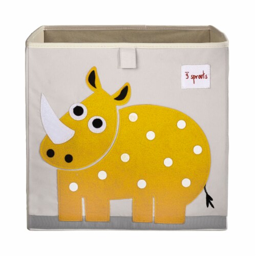 3 Sprouts Foldable Storage Box & Cube Toy Chest Bin for Playroom, Yellow Rhino Perspective: back
