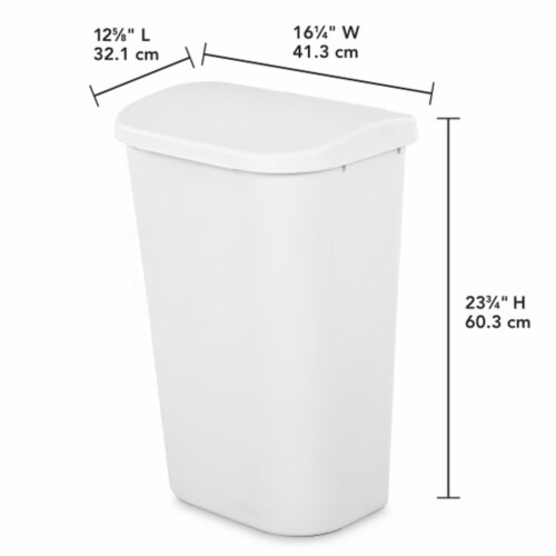 Sterilite 11.3 Gal Lift Top Lid Wastebasket Kitchen Trash Can, White (12 Pack) Perspective: back