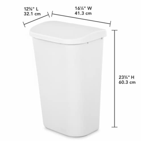 Sterilite 11.3 Gal Lift Top Lid Wastebasket Kitchen Trash Can, White (18 Pack) Perspective: back