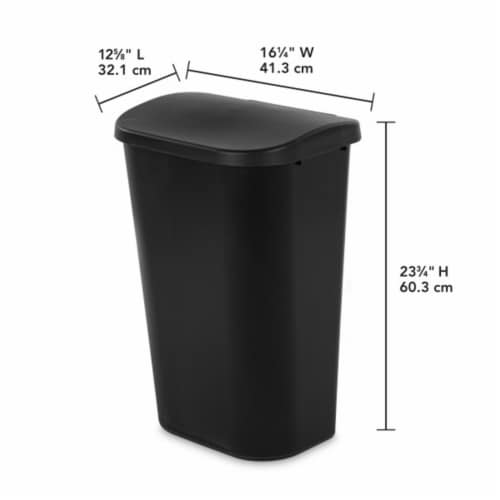 Sterilite 11.3 Gal Lift Top Lid Wastebasket Kitchen Trash Can, Black (12 Pack) Perspective: back