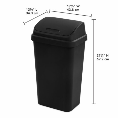 Sterilite 13 Gal Swing Top Lidded Wastebasket Kitchen Trash Can, Black (4 Pack) Perspective: back