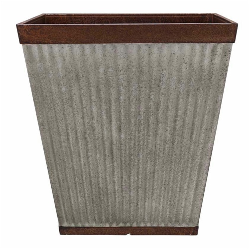 Southern Patio 16 Inch Square Rustic Resin Outdoor Box Flower Planter (2 Pack) Perspective: back