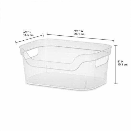 Sterilite 9.5 x 6.5 x 4 Inch Clear Open Storage Bin with Carry Handles (64 Pack) Perspective: back