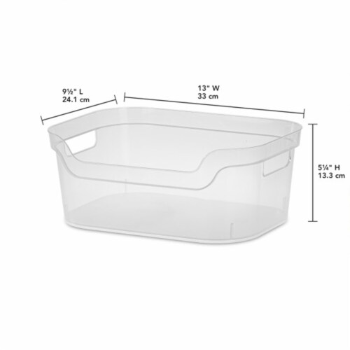 Sterilite 5.25 x 9.5 x 13 Inch Open Storage Bin w/ Carry Handles, Clear (8 Pack) Perspective: back