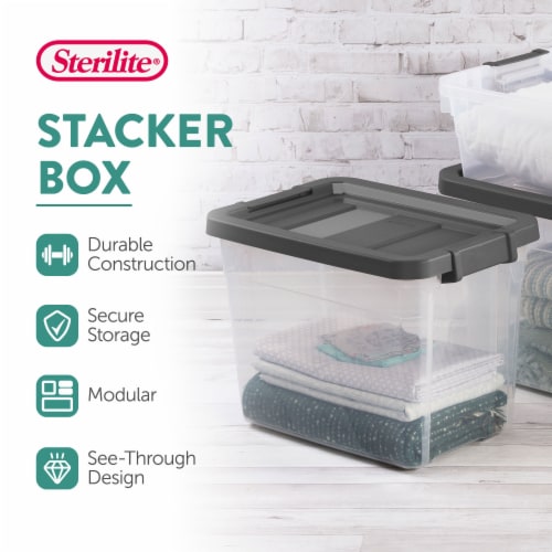 Sterilite 10 Gallon Industrial Stacker Storage Totes w/ Gray Clip Lids (6  Pack), 1 Piece - Harris Teeter