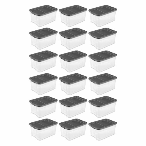 Sterilite 30 Qt Clear Plastic Stackable Storage Bin w/ Grey Latch Lid (18  Pack), 18pk - Kroger