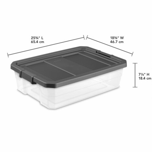 Sterilite 40 Qt Clear Plastic Storage Bin Totes w/ Latching Lid, Gray (18  Pack), 18pk - Food 4 Less