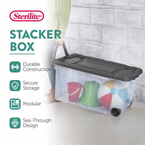 Sterilite 18 Gallon Stackable Latch and Carry Storage Container, Clear (6  Pack), 1 Piece - Kroger