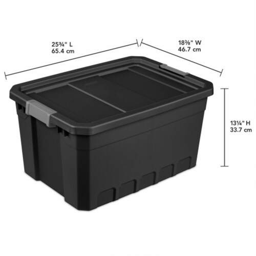 Sterilite 19 Gal Rugged Industrial Stackable Storage Tote w/ Lid, Black, 6 Pack Perspective: back