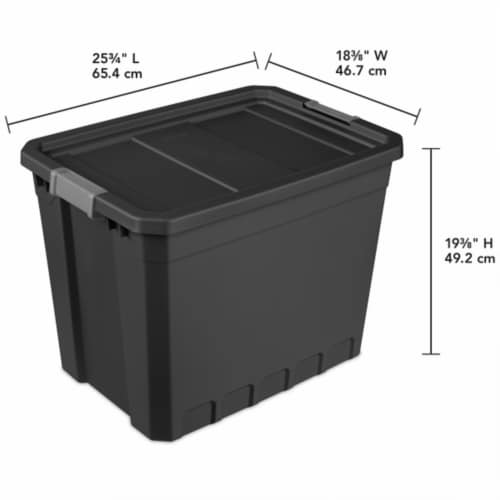 Sterilite 27 Gal Rugged Industrial Stackable Storage Tote w/ Lid, Black, 8  Pack, 1 Piece - Baker's