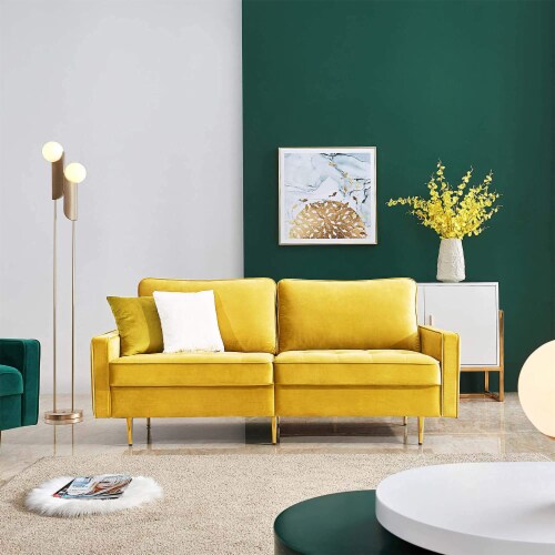 Gymax sofa couch loveseat fabric upholstered curved shop armrest home living room furniture