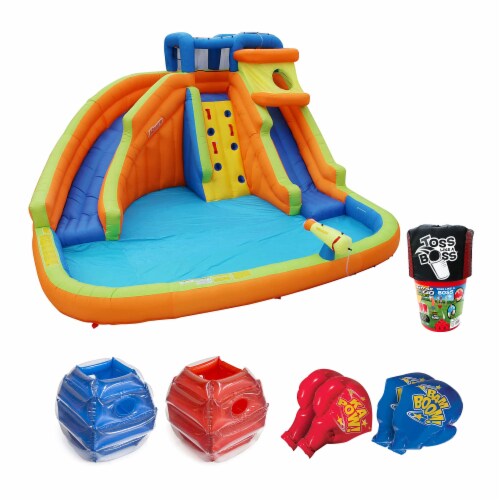 Banzai Summer Fun Pack with Water Park, Jumbo Lawn Pong, & Battle Bop Combo Set Perspective: back