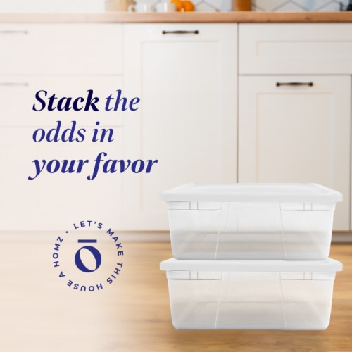 Homz 28 Qt Snaplock Clear Plastic Storage Container Bin with Secure Lid (4 Pack) Perspective: back