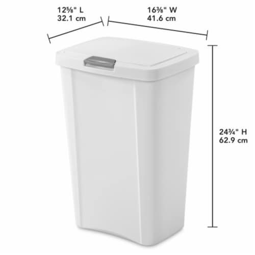 Sterilite 13 Gallon TouchTop Wastebasket with Titanium Latch, White (4 Pack) Perspective: back