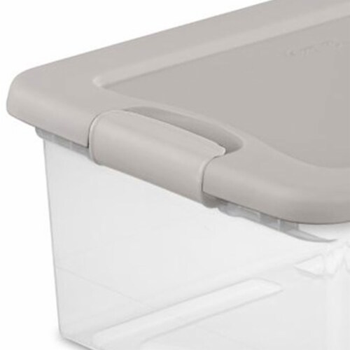 Sterilite 15 Quart Clear Plastic Latching Storage Container Box, Grey (48 Pack) Perspective: back