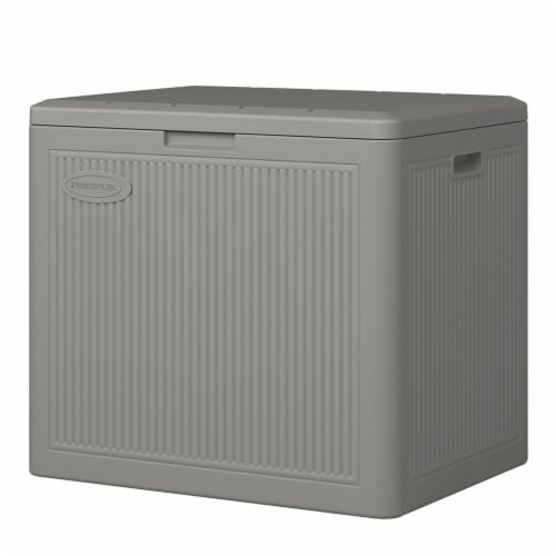 Suncast 22 Gallon Indoor Outdoor Small Patio Deck Storage Box, Stoney (3 Pack) Perspective: back
