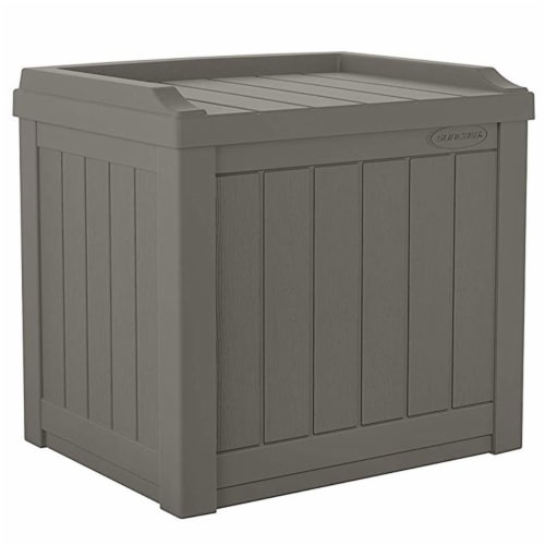 Suncast 22 gal Outdoor Patio Small Deck Chest Box w/Storage Seat, Stone (3 Pack) Perspective: back