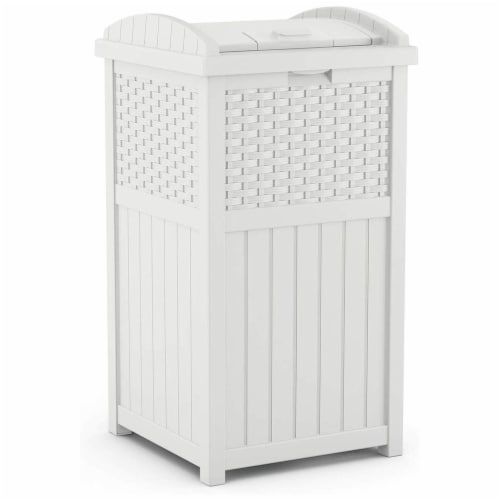 Suncast Trash Can Hideaway Outdoor 33 Gallon Garbage Waste Bin