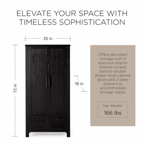 Maven Lane Vaughn Rustic Wooden Cabinet in Weathered Black Maven Lane Vaughn Rustic Wooden Cabinet in Weathered Black