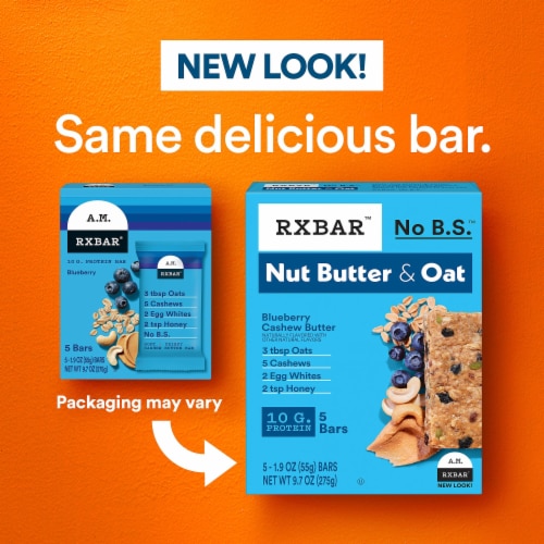 RXBAR Nut Butter and Oat Blueberry Cashew Butter Protein Bars Perspective: back