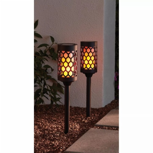 Member s Mark 2 Piece LED Solar Pathway Torch Lights Oil Rubbed Bronze 1 unit Kroger
