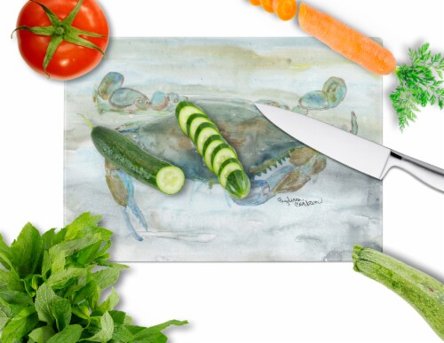 Carolines Treasures SC2002LCB Crab a leg up Watercolor Glass Cutting Board Larg Perspective: back