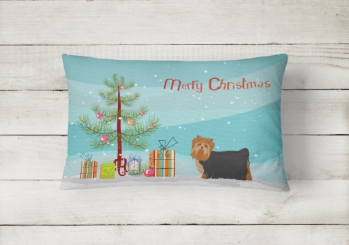 Yorkshire Terrier Christmas Tree Canvas Fabric Decorative Pillow Perspective: back