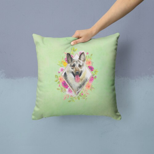 Eastern German Shepherd Green Flowers Fabric Decorative Pillow Perspective: back