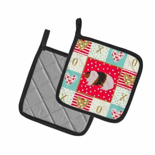 Carolines Treasures  CK5436PTHD Teddy Guinea Pig Love Pair of Pot Holders, Red Perspective: back
