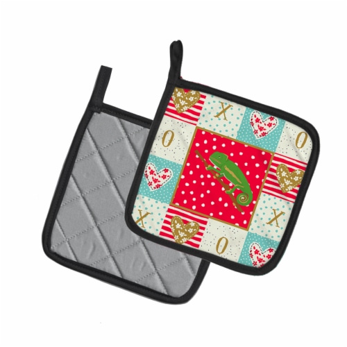 Carolines Treasures CK5531PTHD Chameleon Pair of Pot Holders, Red Perspective: back