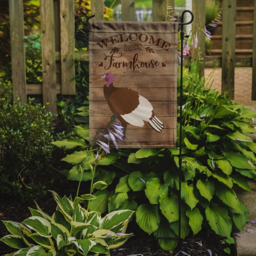 Carolines Treasures  CK6926GF Bourbon Red Turkey Hen Welcome Flag Garden Size Perspective: back