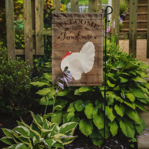 Carolines Treasures  CK6927GF White Holland Turkey Welcome Flag Garden Size Perspective: back