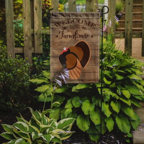 Carolines Treasures  CK6930GF Bronze Turkey Welcome Flag Garden Size Perspective: back