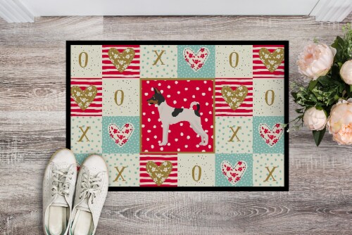 Carolines Treasures CK5899JMAT Toy Fox Terrier Love Doormat 24x36, Red Perspective: back