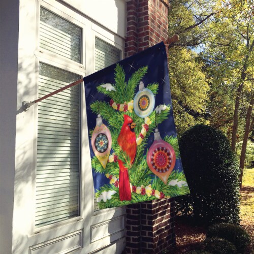 Carolines Treasures PRS4018CHF Cardinal's Christmas Dinner Flag Canvas House Si Perspective: back