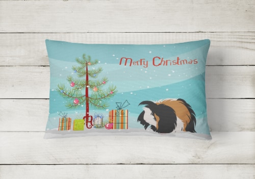 Sheba Guinea Pig Merry Christmas Canvas Fabric Decorative Pillow Perspective: back