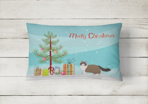 Ragdoll #1 Cat Merry Christmas Canvas Fabric Decorative Pillow Perspective: back