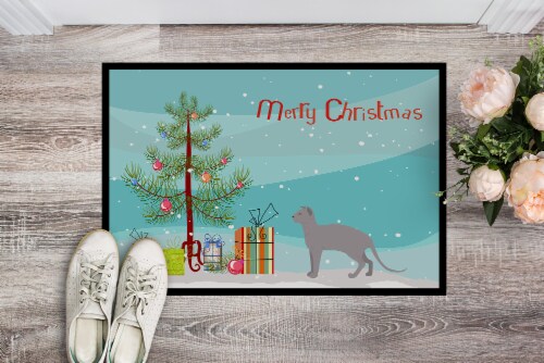 Carolines Treasures CK4736JMAT Ukrainian Levkoy #2 Cat Merry Christmas Doormat Perspective: back