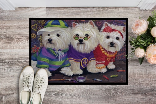 Carolines Treasures PPP3280MAT Westie Free Spirits Indoor or Outdoor Mat 18x27 Perspective: back