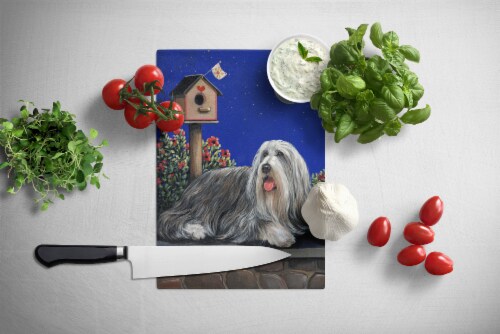 Carolines Treasures  PPP3018LCB Bearded Collie Moon shine Glass Cutting Board La Perspective: back