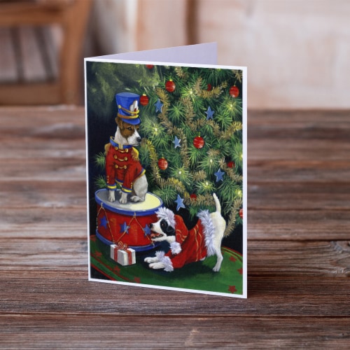 Jack Russell Christmas My Gift Greeting Cards and Envelopes Pack of 8 Perspective: back