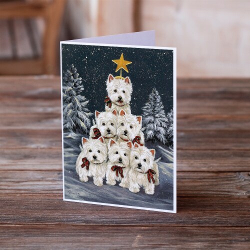 Westie Christmas Family Tree Greeting Cards and Envelopes Pack of 8, A7 Kroger