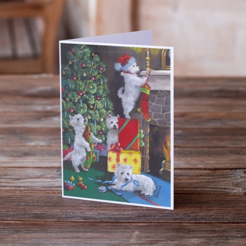 Westie Christmas Decorating Greeting Cards and Envelopes Pack of 8, A7 Kroger