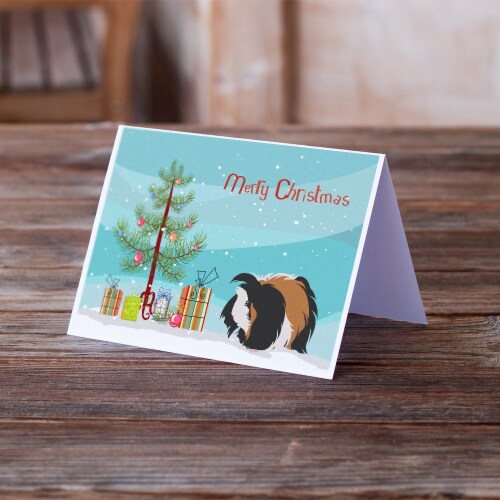Sheba Guinea Pig Merry Christmas Greeting Cards and Envelopes Pack of 8 Perspective: back