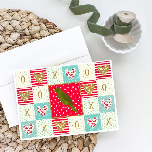 Amazon Parrot Love Greeting Cards and Envelopes Pack of 8, Red Perspective: back