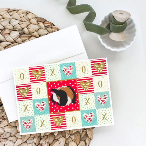 Sheba Guinea Pig Love Greeting Cards and Envelopes Pack of 8, Red Perspective: back