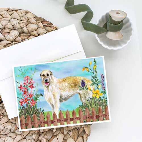 Irish Wolfhound Spring Greeting Cards and Envelopes Pack of 8 Perspective: back