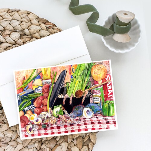 Gumbo and Potato Salad Greeting Cards and Envelopes Pack of 8 Perspective: back