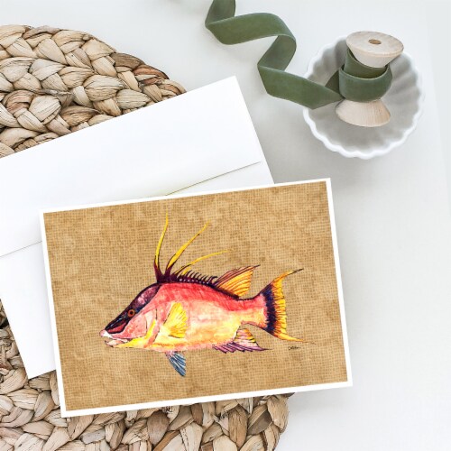 Carolines Treasures  8803GCA7P Hog Snapper Greeting Cards and Envelopes Pack of Perspective: back